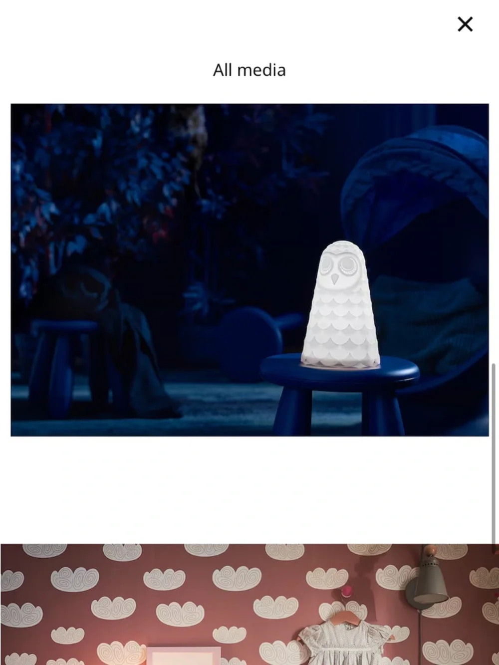 Set of 2 IKEA White Owl Night Light